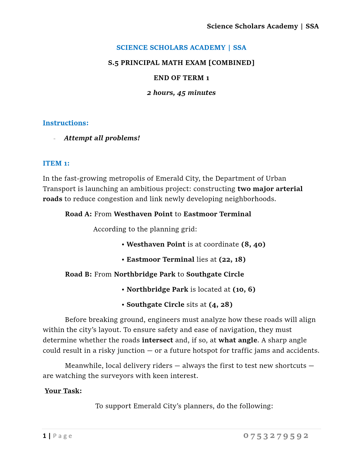SSA MATH CONTENT MASTERY EXAM