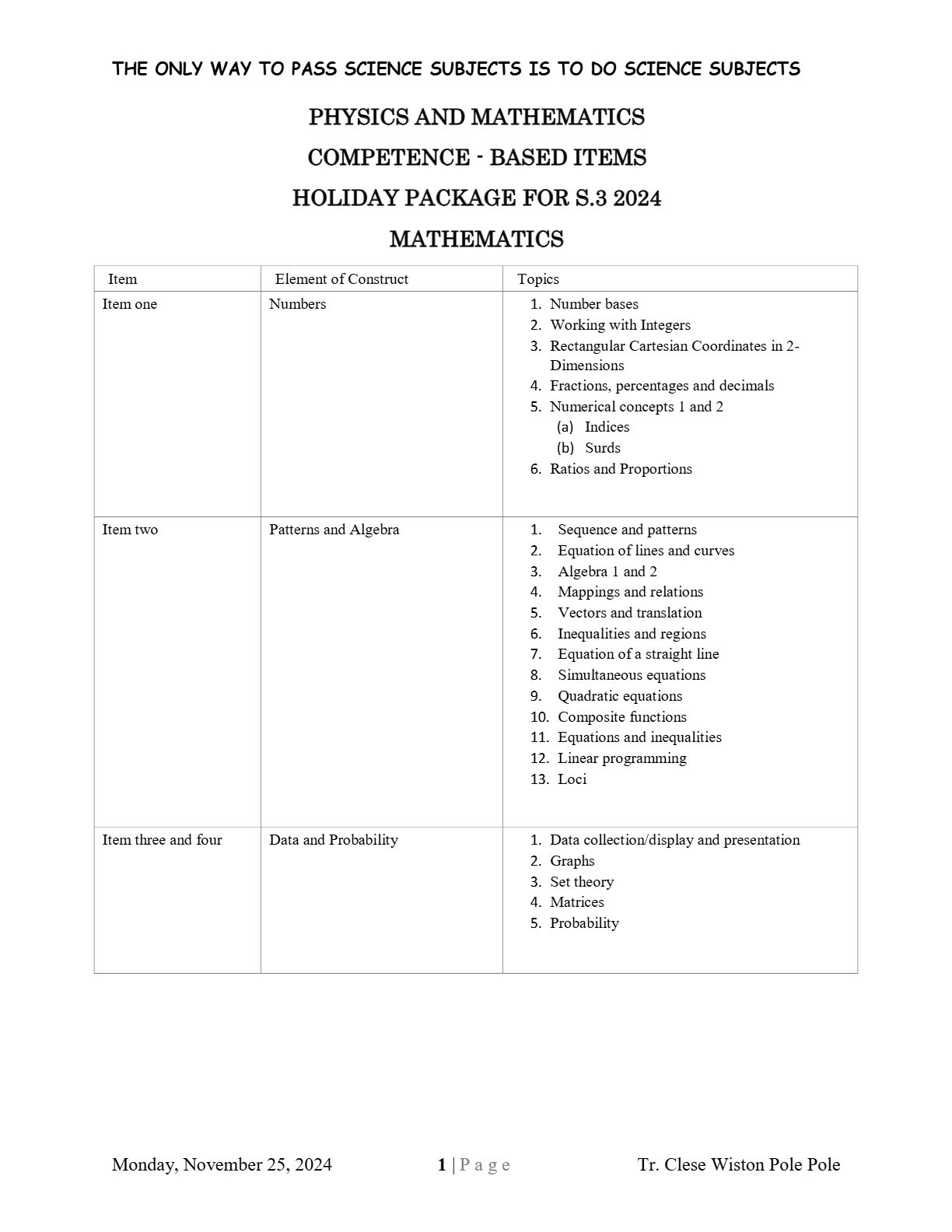 Math and Physics questions