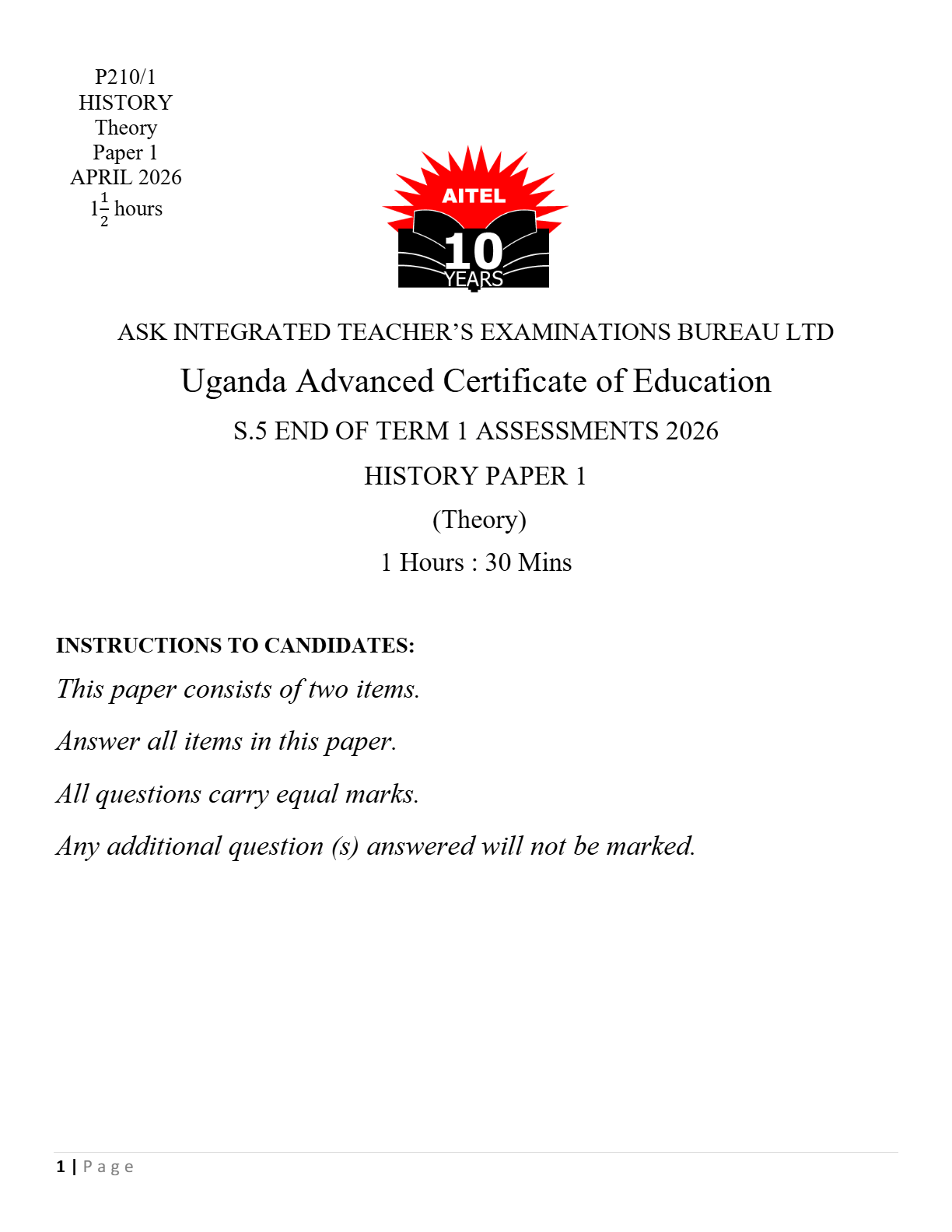 S5 History paper