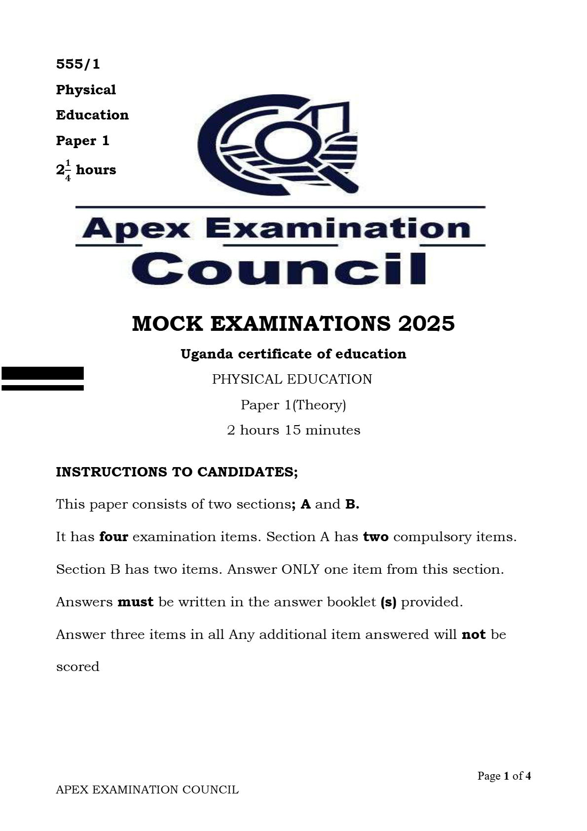 PE sample paper
