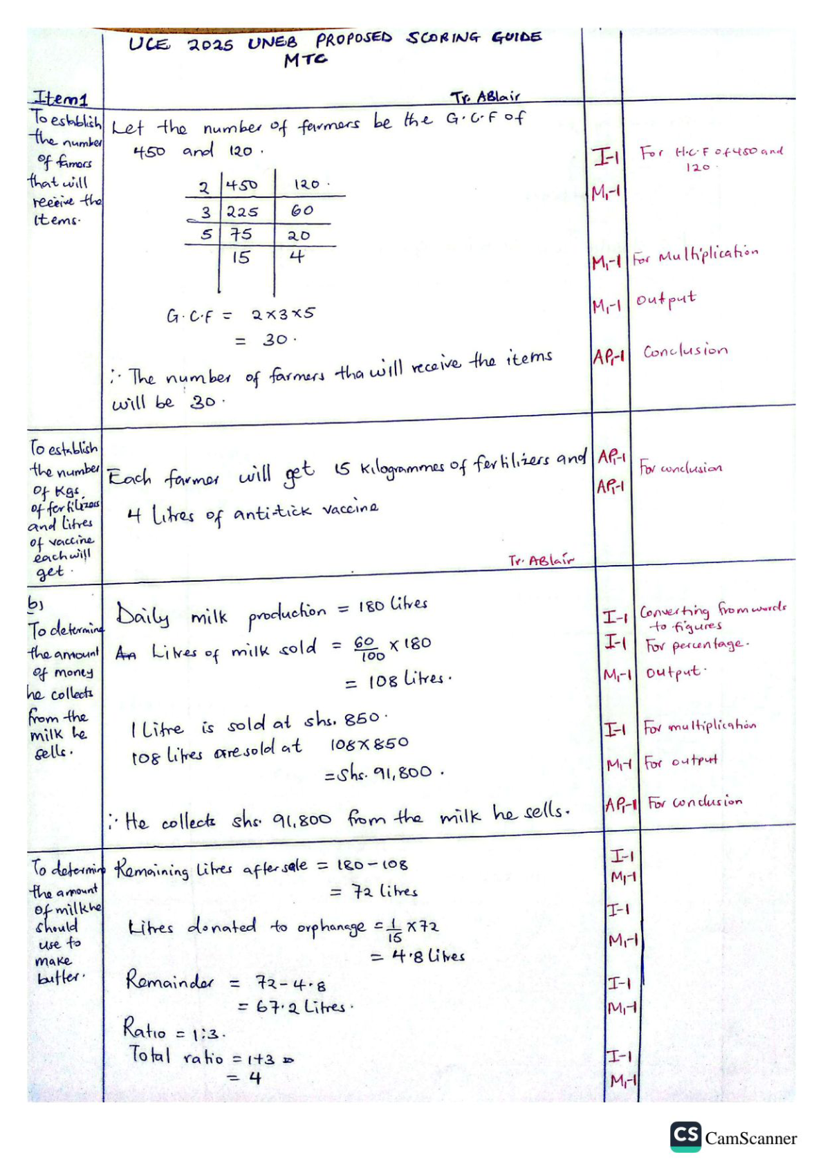 UCE MTC UNEB 2025 PROPOSED SCORING GUIDE.