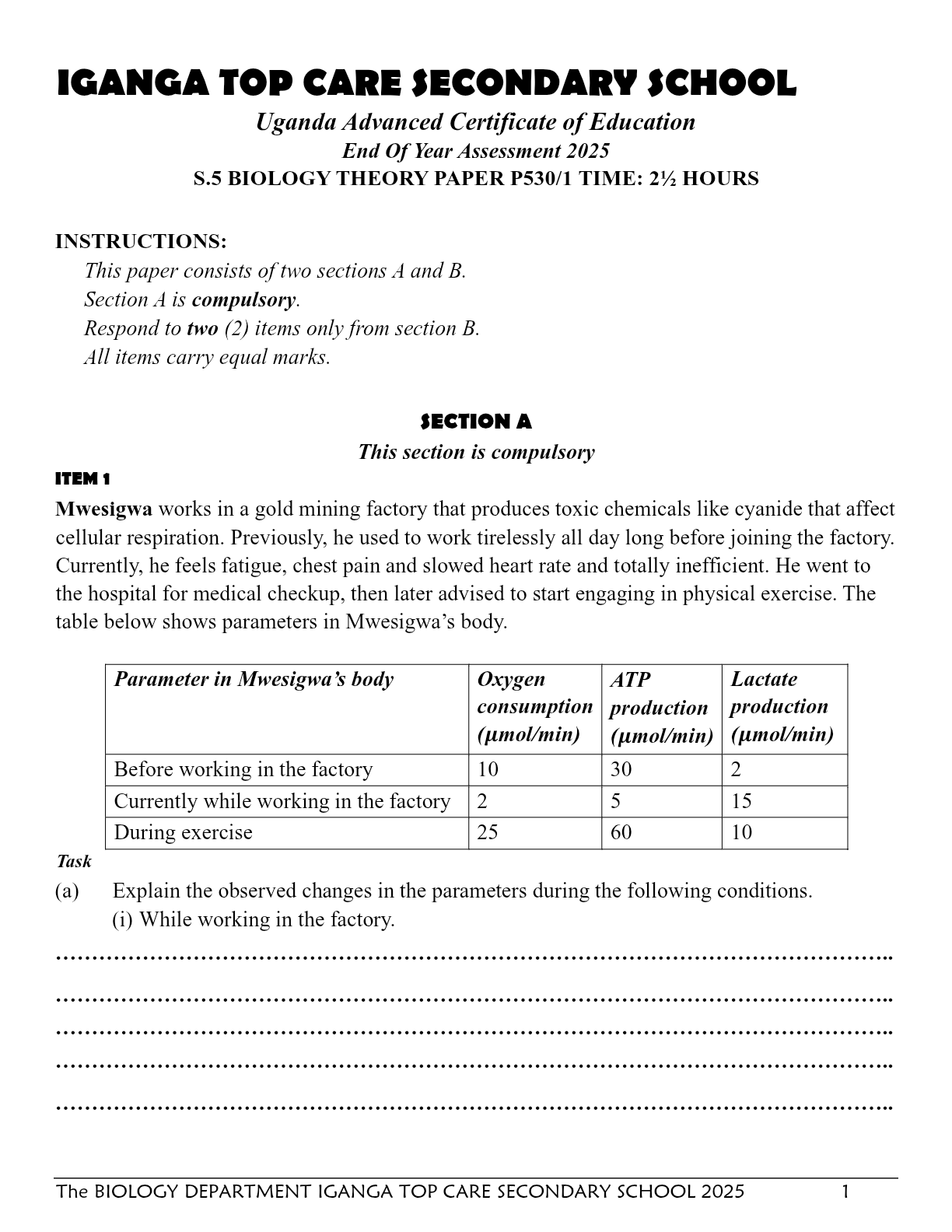 S.5 EOT Biology
