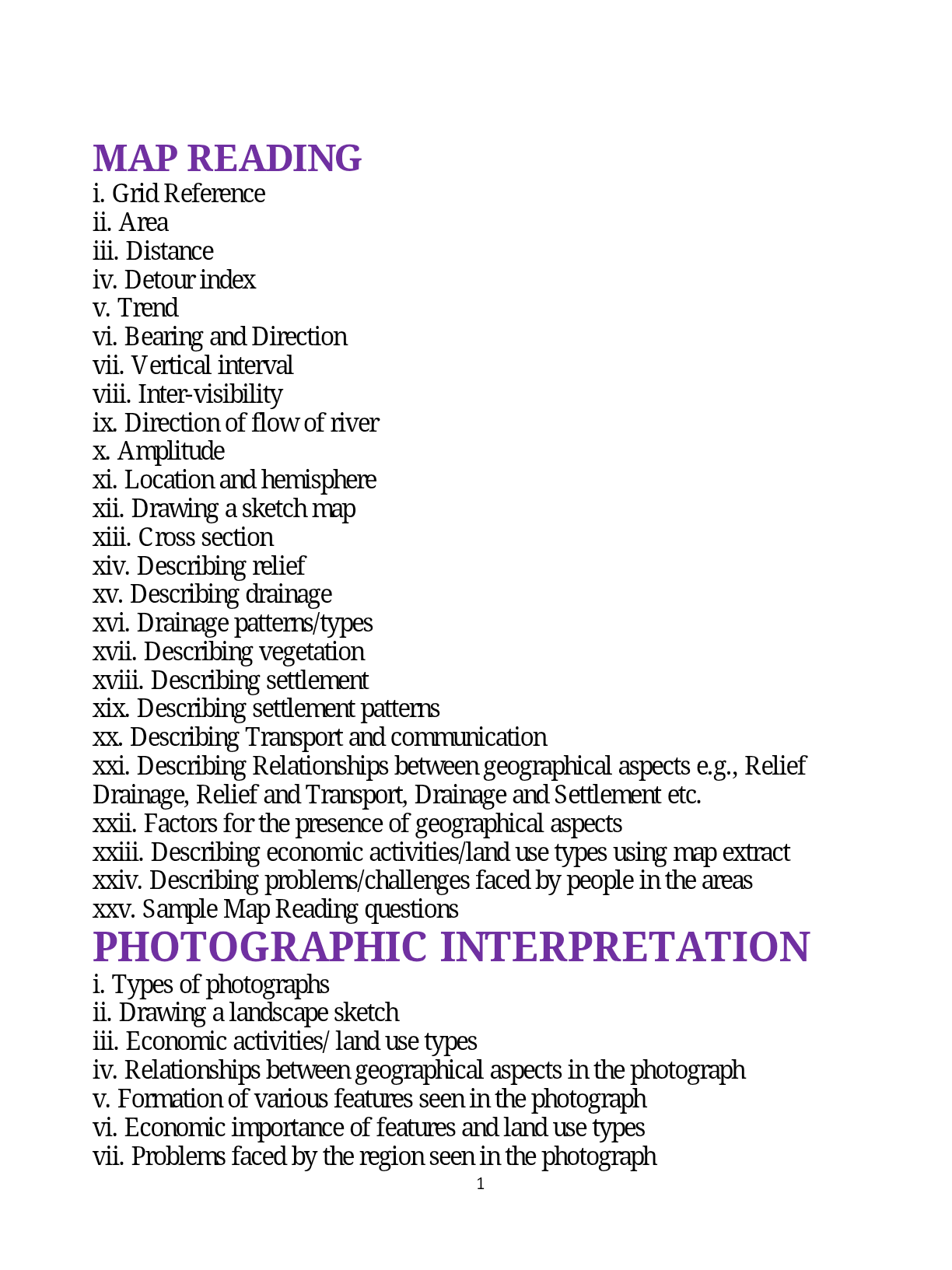 Map work and  photographic interpretation