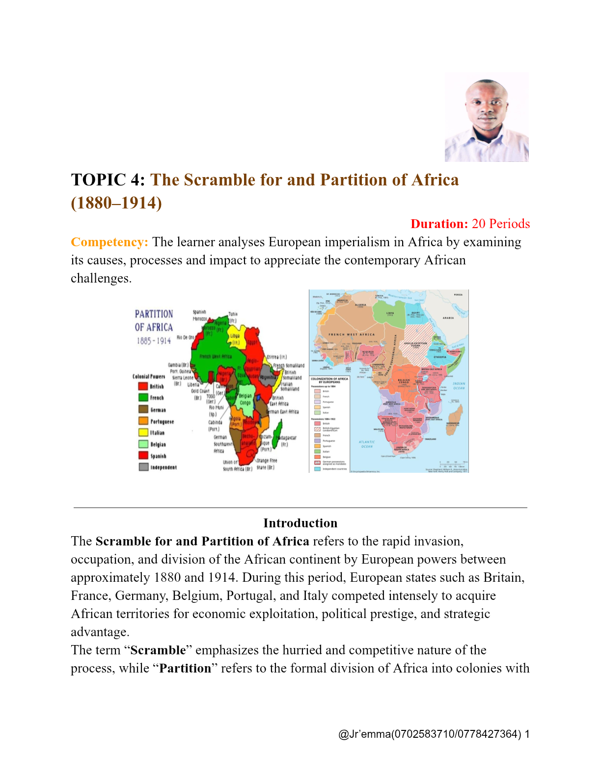 TOPIC 4- The Scramble for and Partition of Africa (1880–1914)