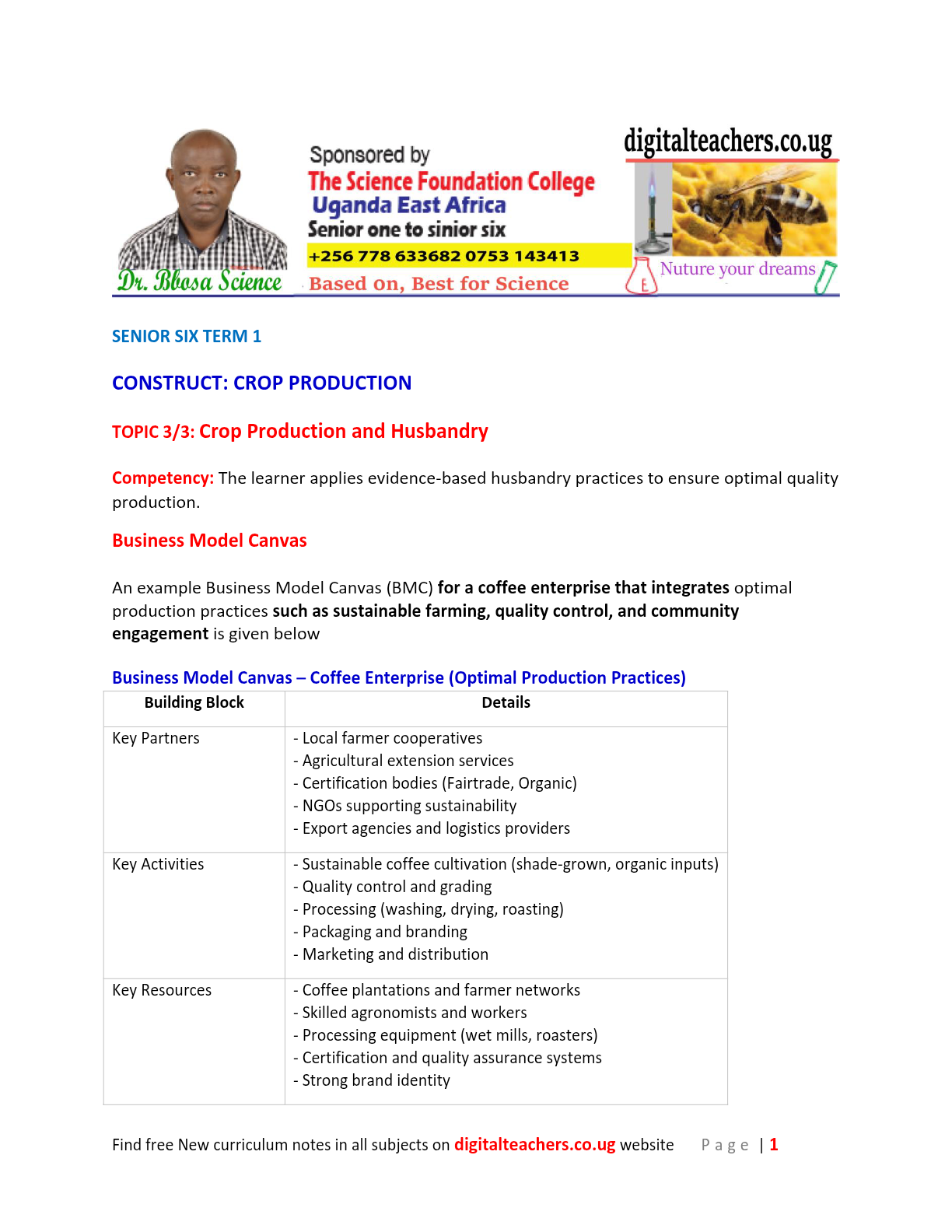 TOPIC 7 Crop production