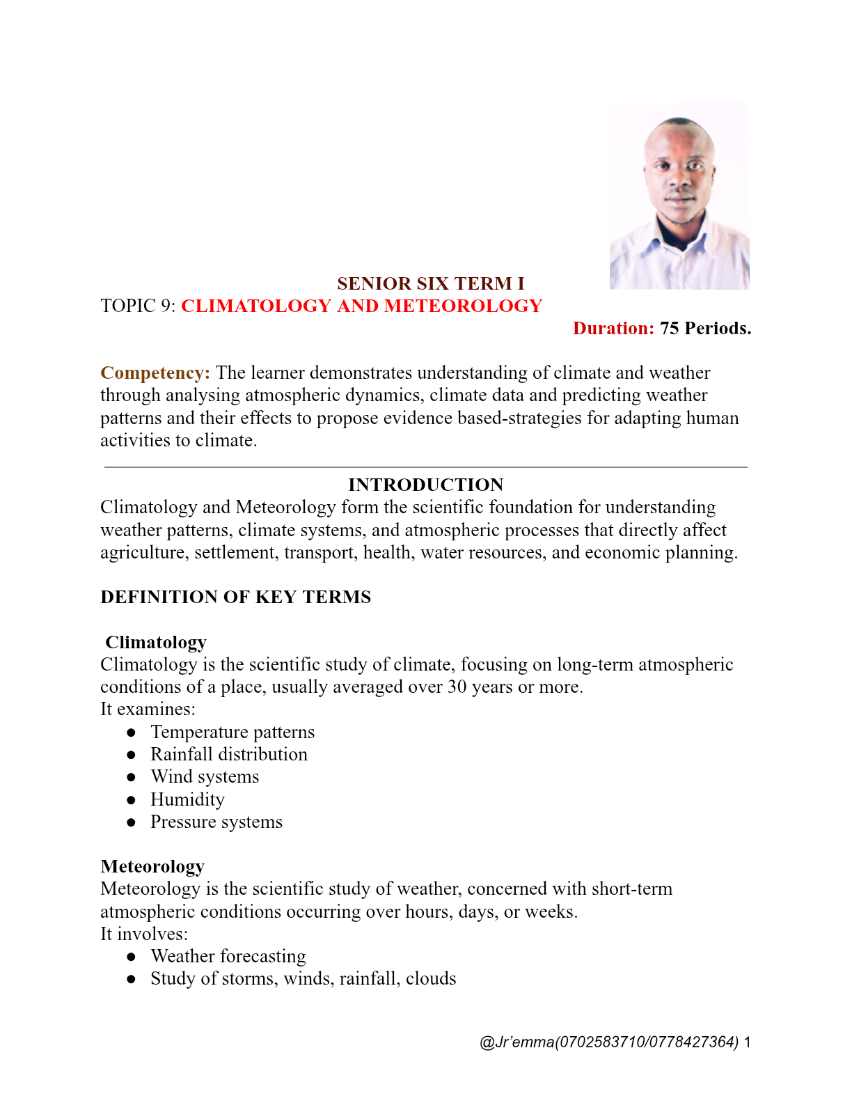 Topic 9_ Climatology and Meteorology