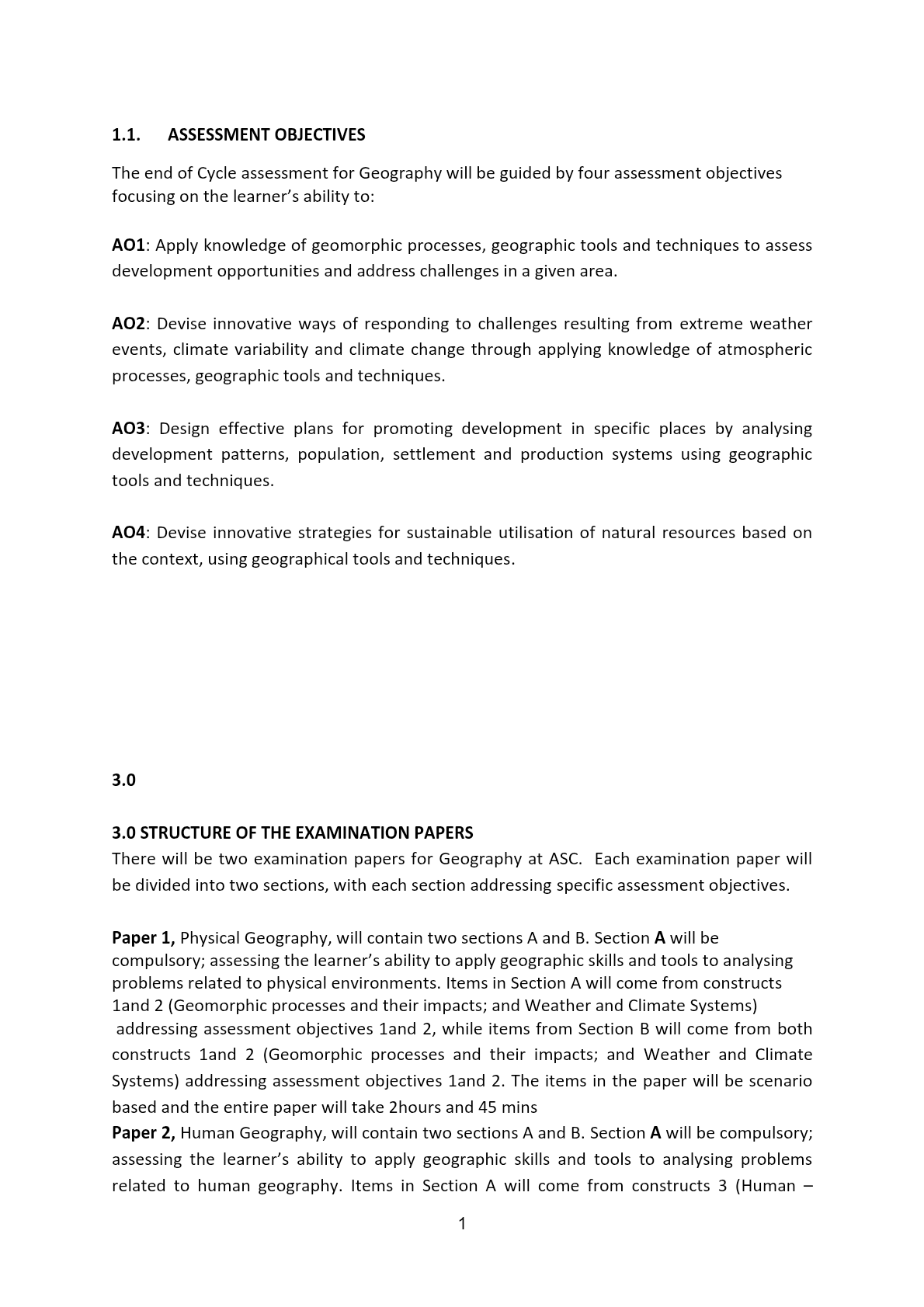 Geography uace sample paper