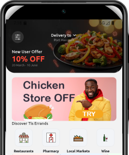 TLS Errands app showing vendor listings