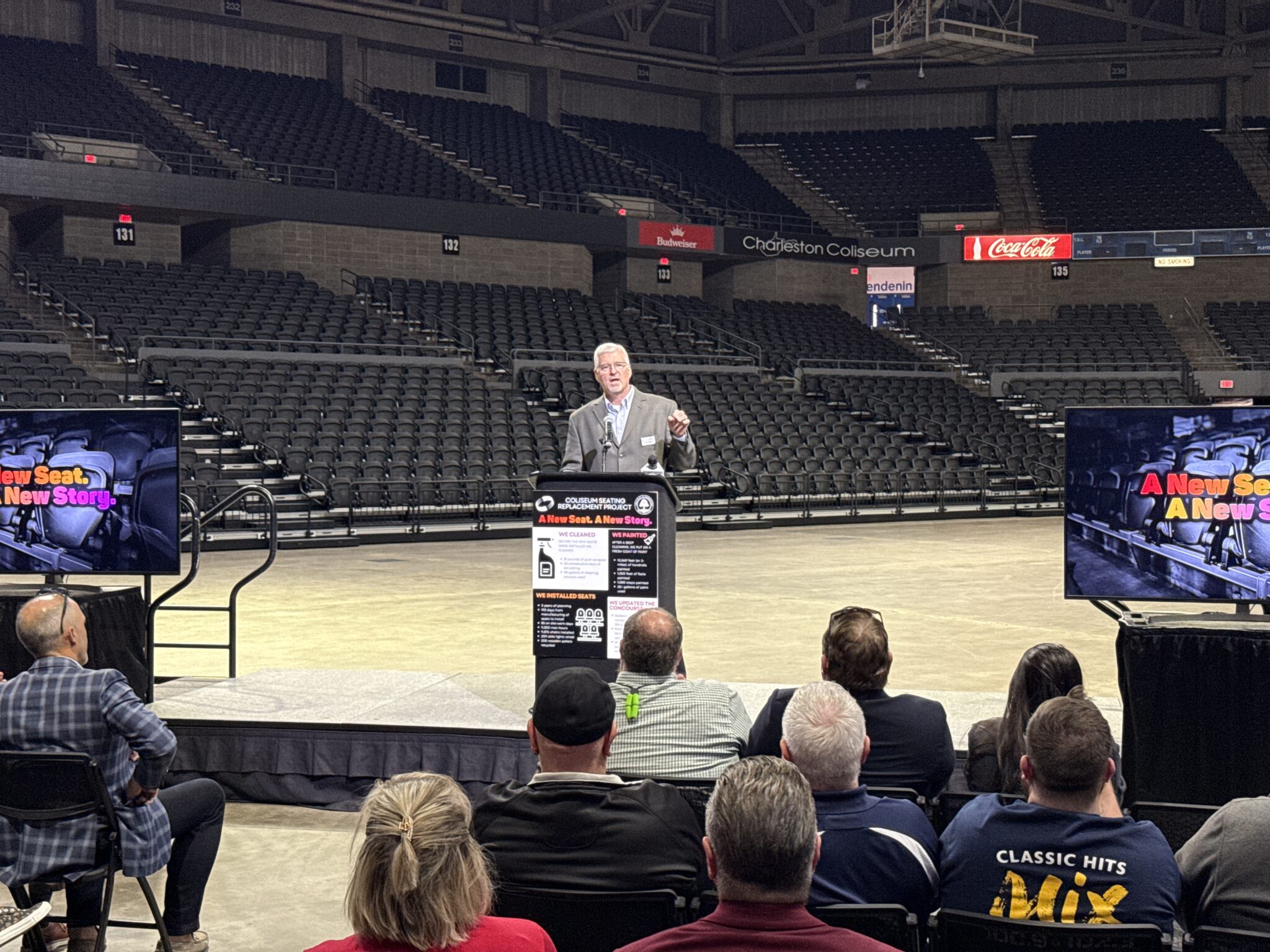 Officials unveil new seats at Charleston Coliseum and Convention Center ...
