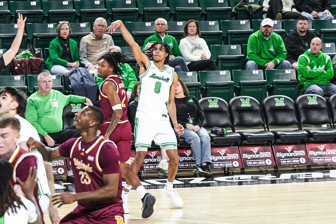 Marshall sinks school record 26 triples, eases by UL Monroe, 115-60
