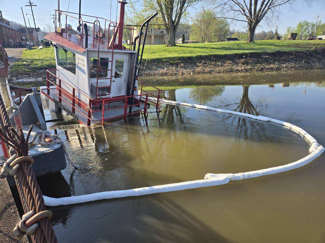Historic Ohio River ferry at Sistersville partially sunk