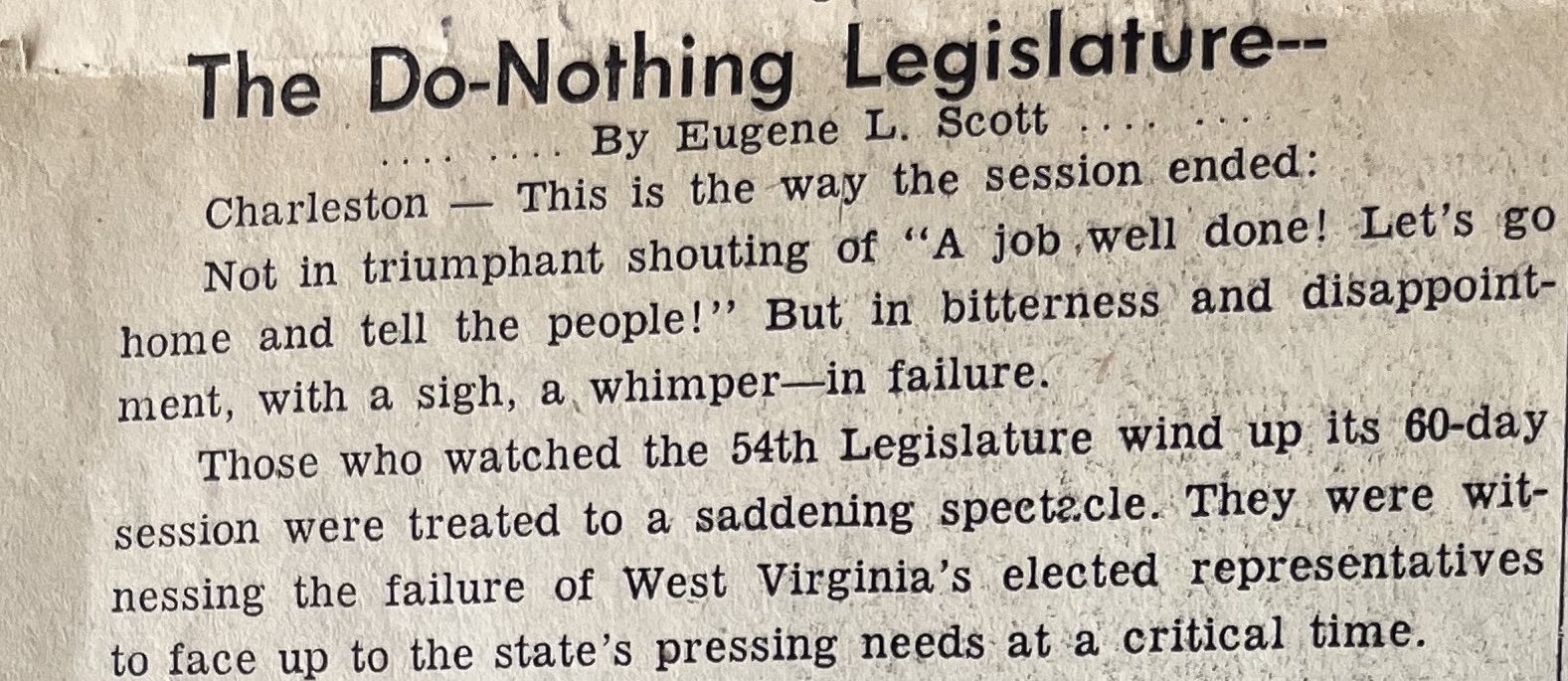 The Do-Nothing Legislature… The Rest of the Story