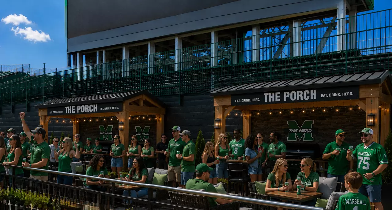 Marshall adds premium seating to football stadium with Porch suites