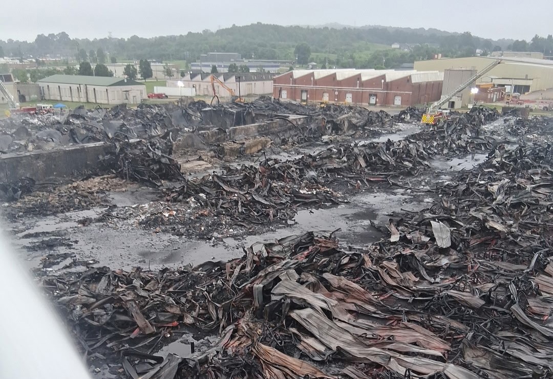 Fire isn't out, but none is visible today on warehouse site in Wood County